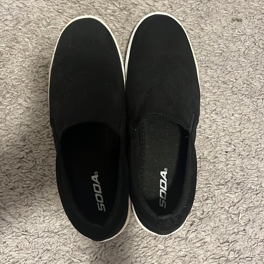 FINAL PRICE Soda Shoes | Black Soda Suede Like Slip Sneakers. Size 8